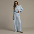 Women’s Blue Cable Knit Lounge Set – Sweater & Coordinated Trousers