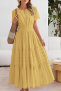 Salomé Cresson | Women's Boho Short Sleeve Smocked Midi Dress
