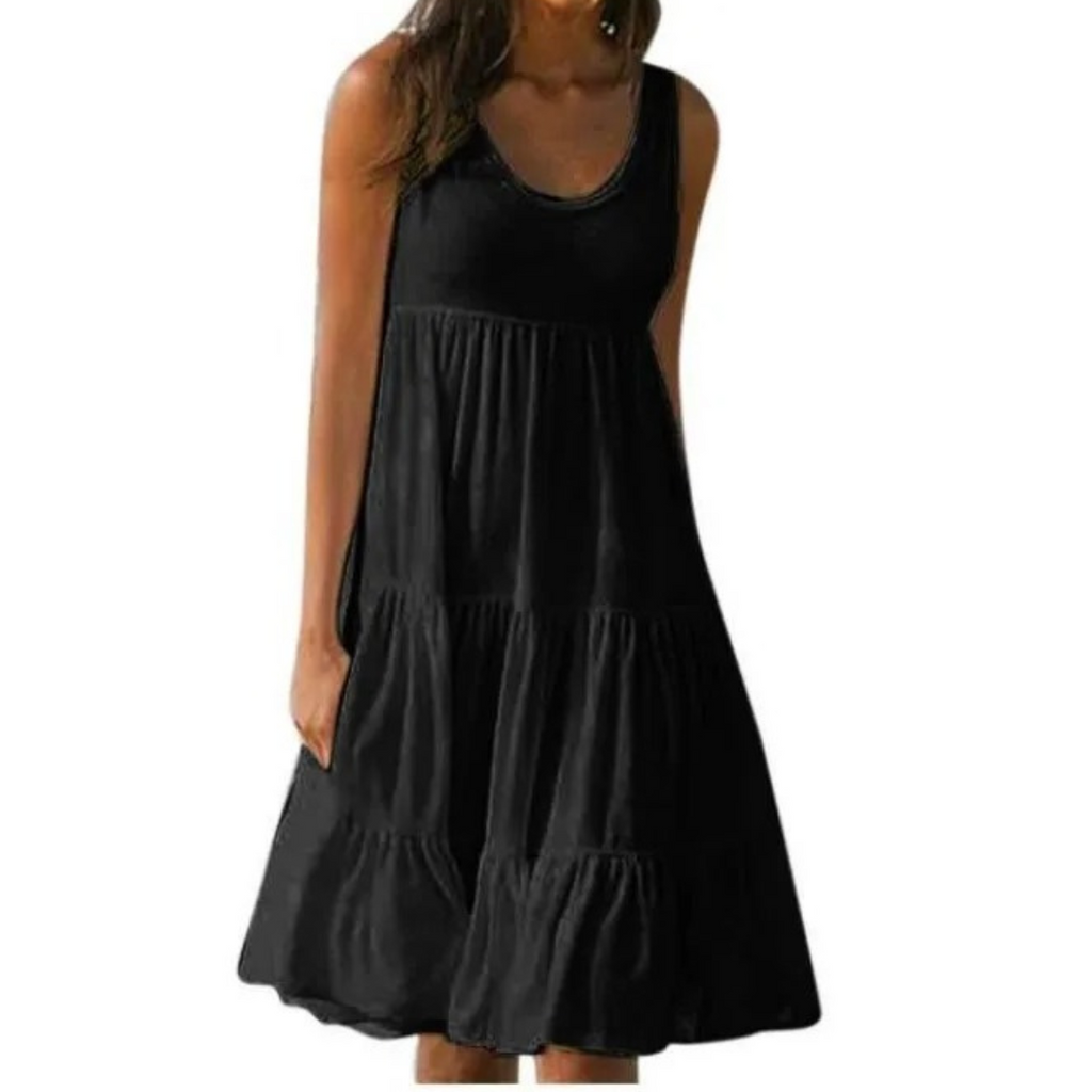 Margot Verel | Women's Boho Sleeveless Tiered Midi Dress
