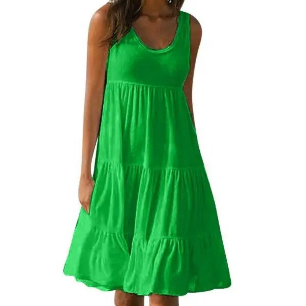 Margot Verel | Women's Boho Sleeveless Tiered Midi Dress