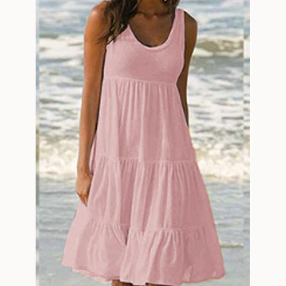 Margot Verel | Women's Boho Sleeveless Tiered Midi Dress