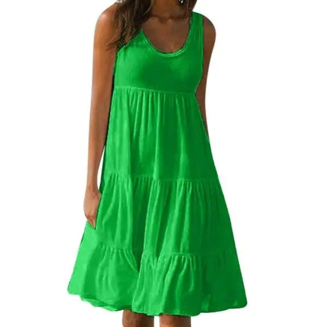 Margot Verel | Women's Boho Sleeveless Tiered Midi Dress