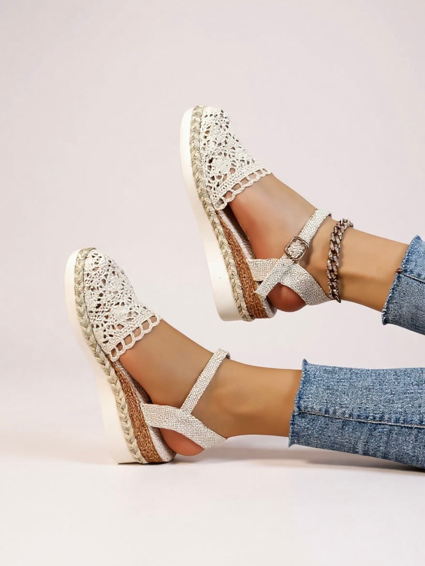 Adrienne Bres | Women's Boho Wedge Espadrilles Ankle Strap Shoes