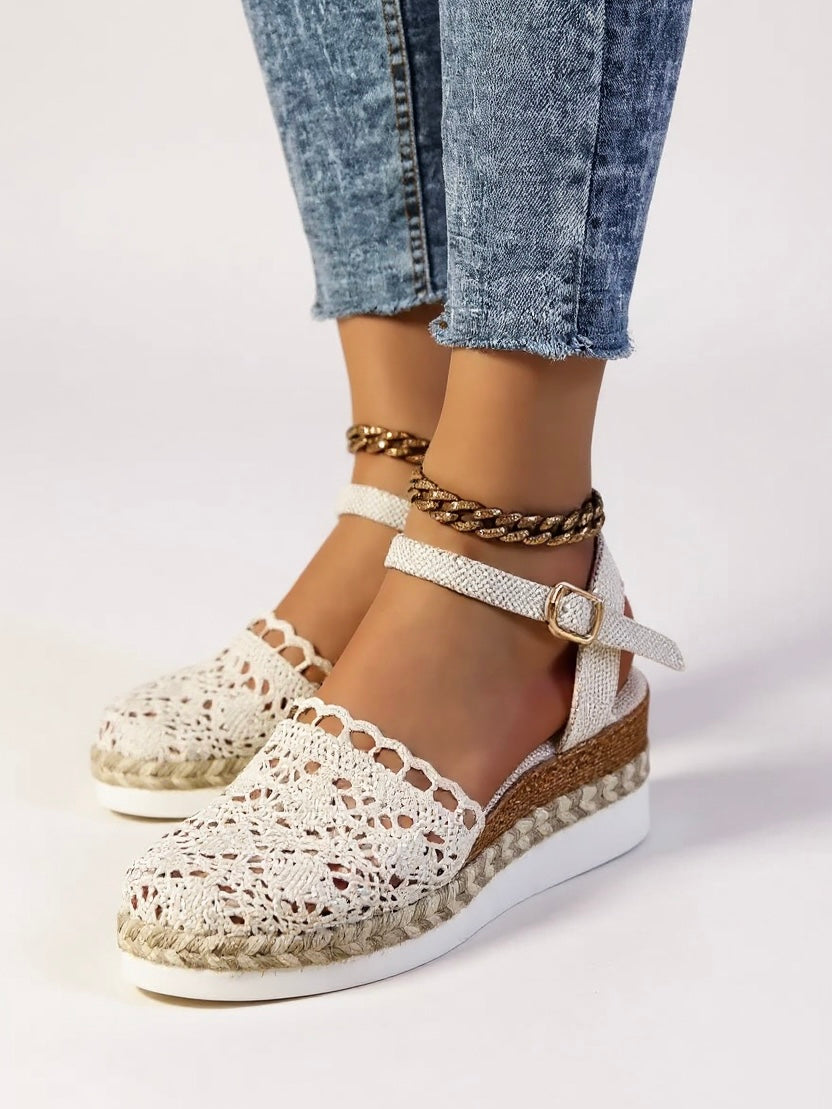 Adrienne Bres | Women's Boho Wedge Espadrilles Ankle Strap Shoes