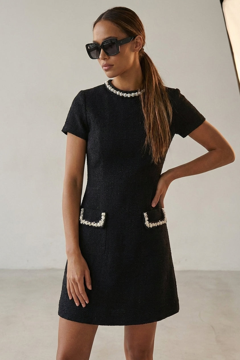 Mira Sante | Women's Pearl Trim Mini Dress
