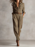 Léontine Voss | Women's Brown Tweed Utility Jumpsuit Dress