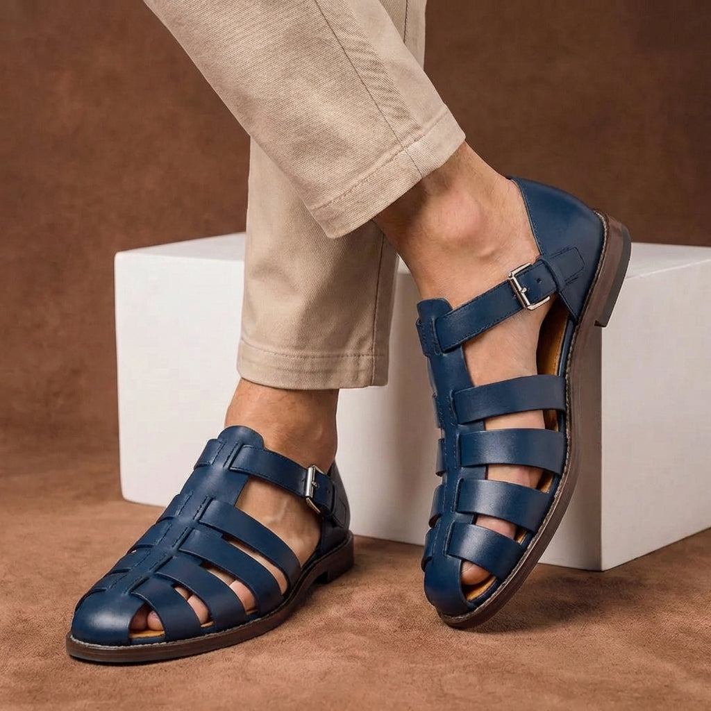 Elise Tarn | Men's Buckle Strap Closed Toe Sandals
