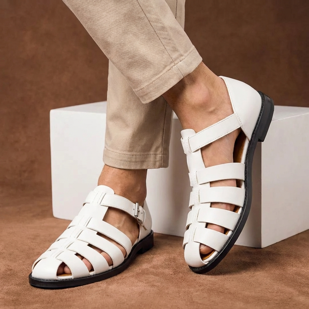 Elise Tarn | Men's Buckle Strap Closed Toe Sandals