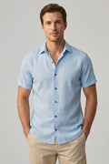 Dario Mell | Men Short Sleeve Blue Shirt