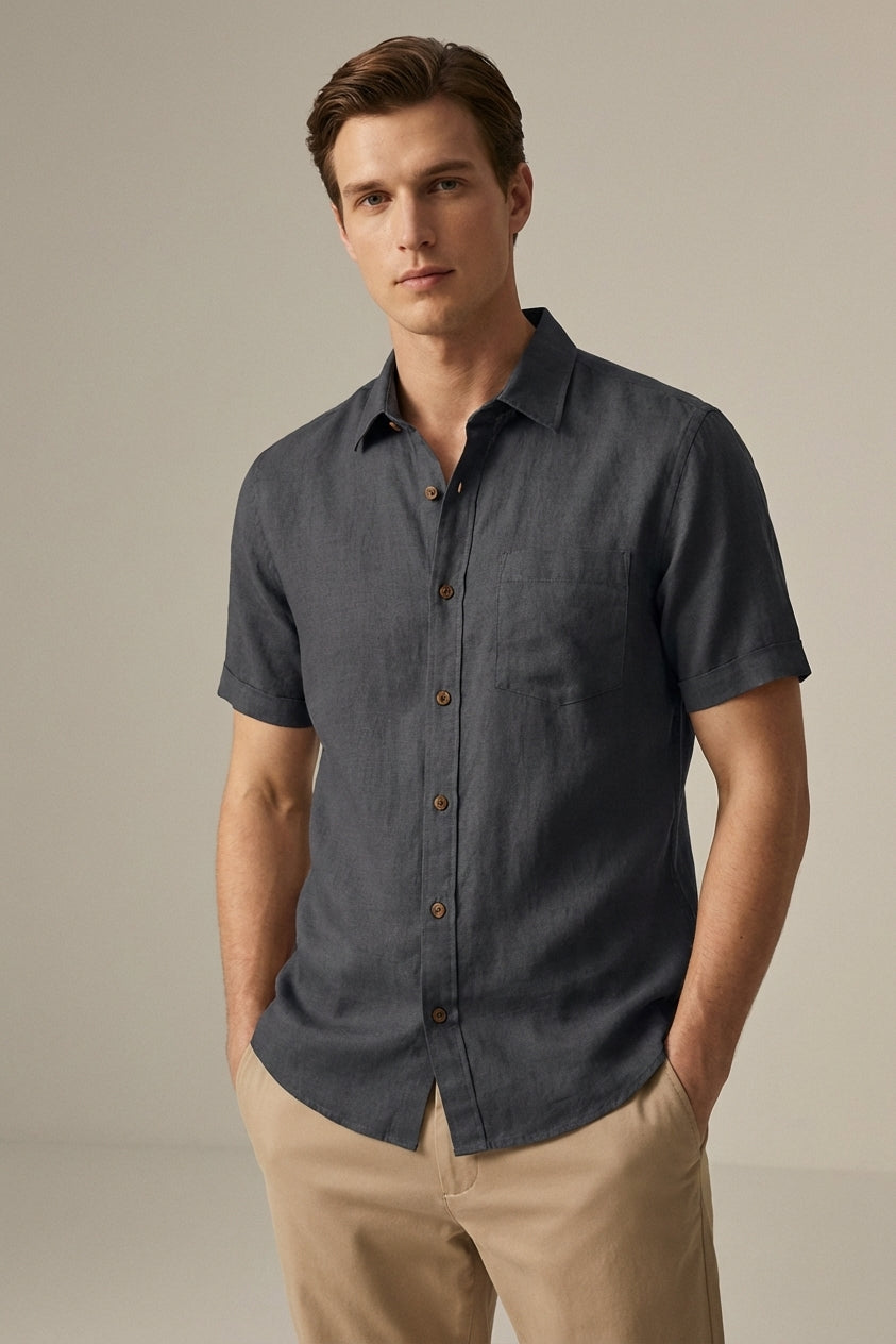 Dario Mell | Men Short Sleeve Blue Shirt