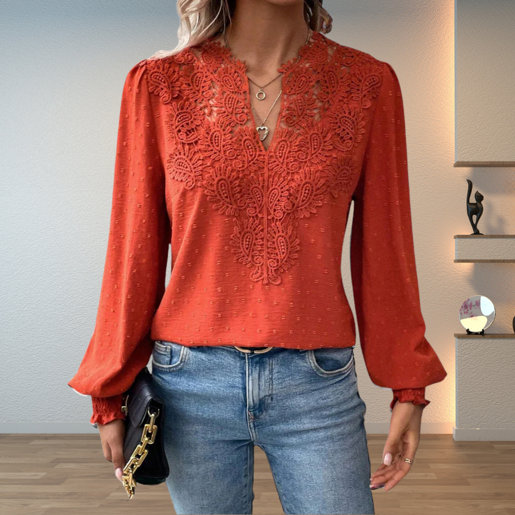 Charlotte Morvan | Women's Long Sleeve Embroidered Blouse