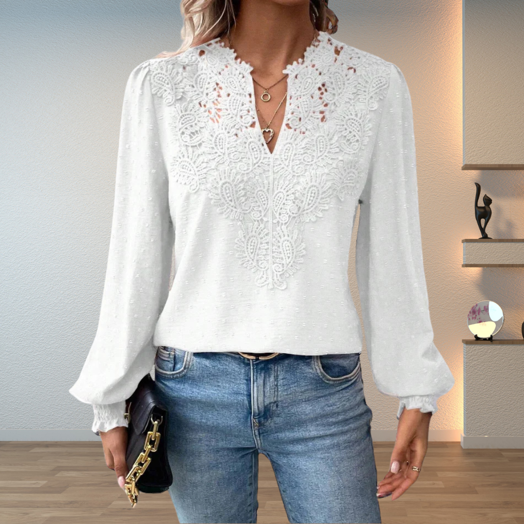 Charlotte Morvan | Women's Long Sleeve Embroidered Blouse