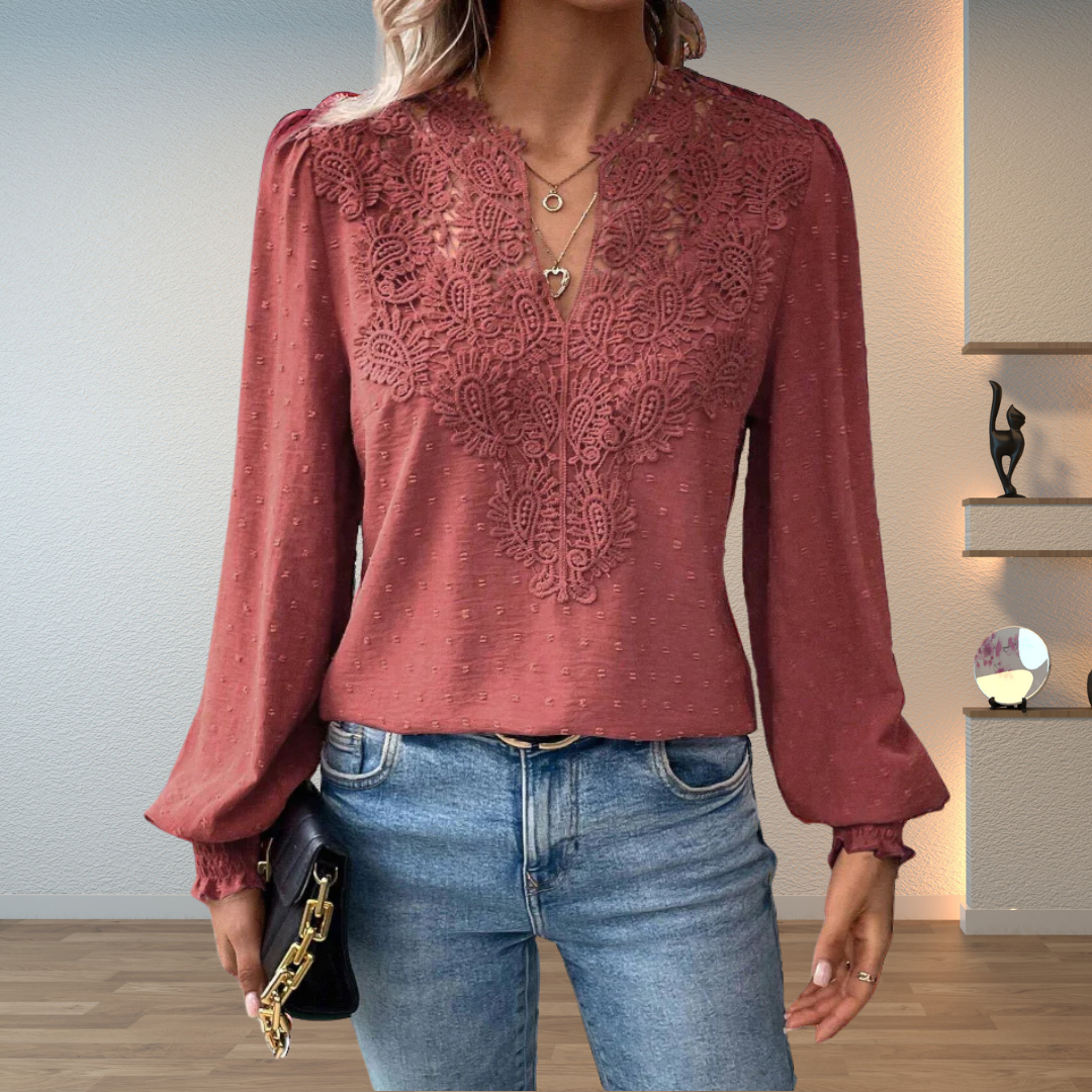 Charlotte Morvan | Women's Long Sleeve Embroidered Blouse