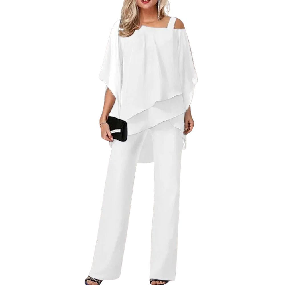 Adrienne Veld | Women's Chiffon Batwing Wide Leg Trouser Suit