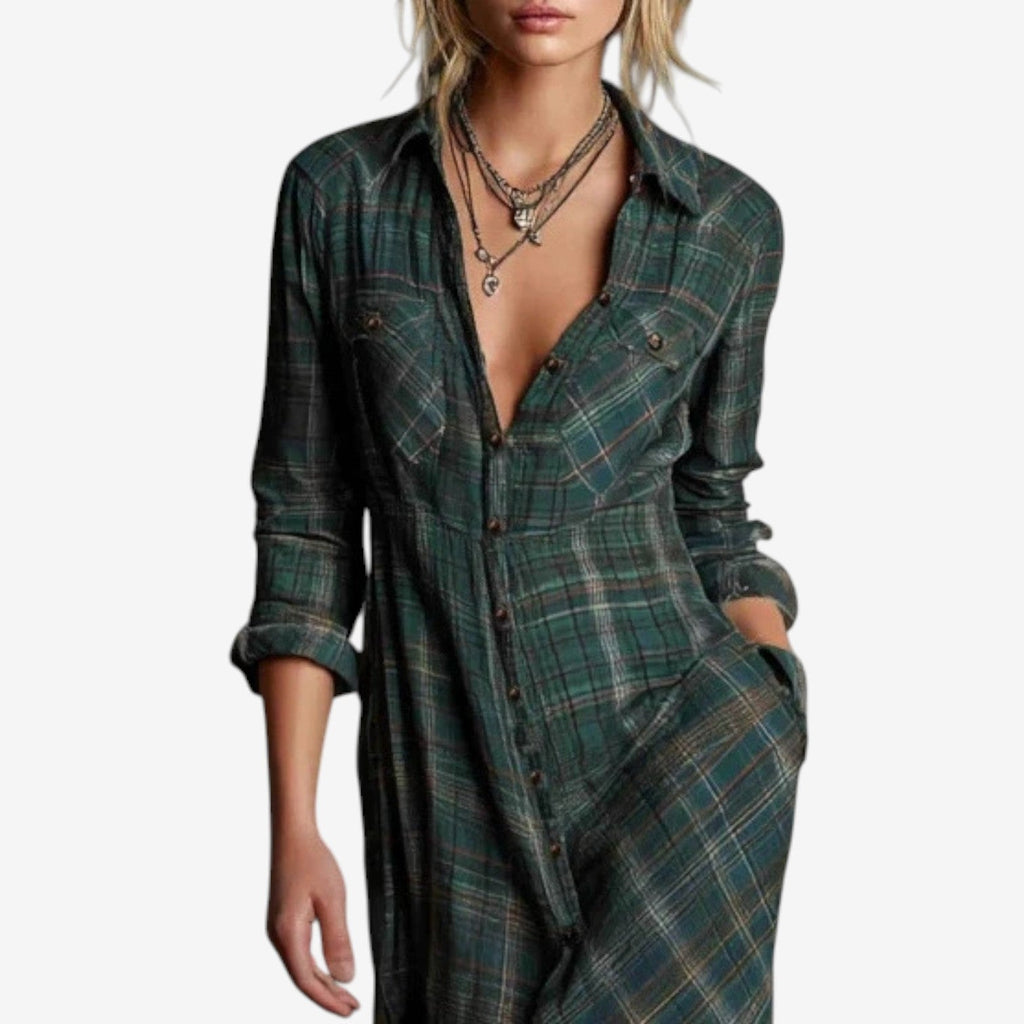 Claudine Bordas | Women's Plaid Maxi Dress
