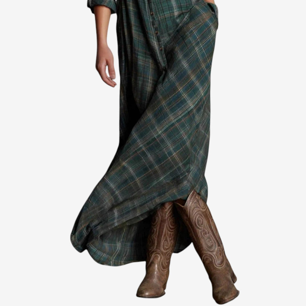 Claudine Bordas | Women's Plaid Maxi Dress