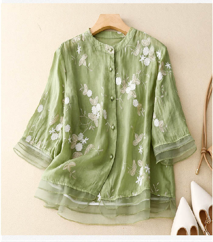 Corinne Nadal | Women's Embroidered Floral Style Blouse