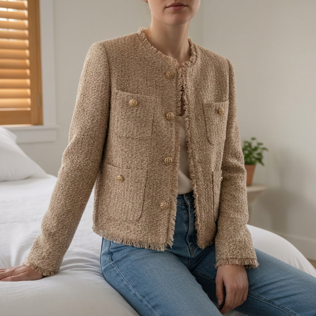 Charlotte Lund | Women's Cropped Tailored Tweed Jacket