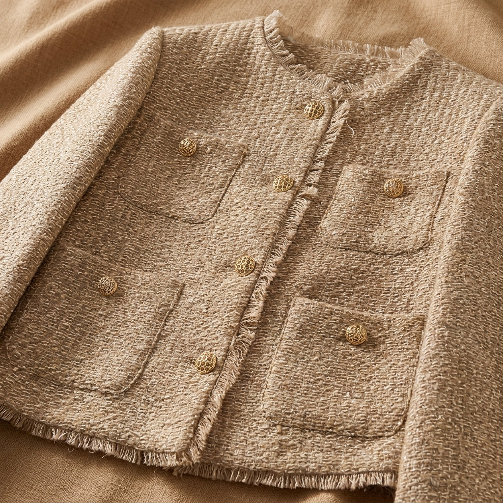 Charlotte Lund | Women's Cropped Tailored Tweed Jacket