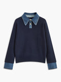 Eloise Rochet | Women's Denim Collar Knit Polo Sweater