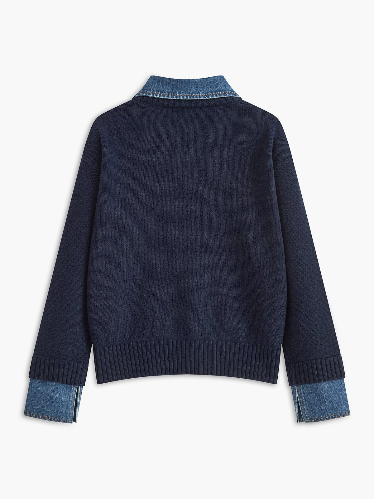 Eloise Rochet | Women's Denim Collar Knit Polo Sweater