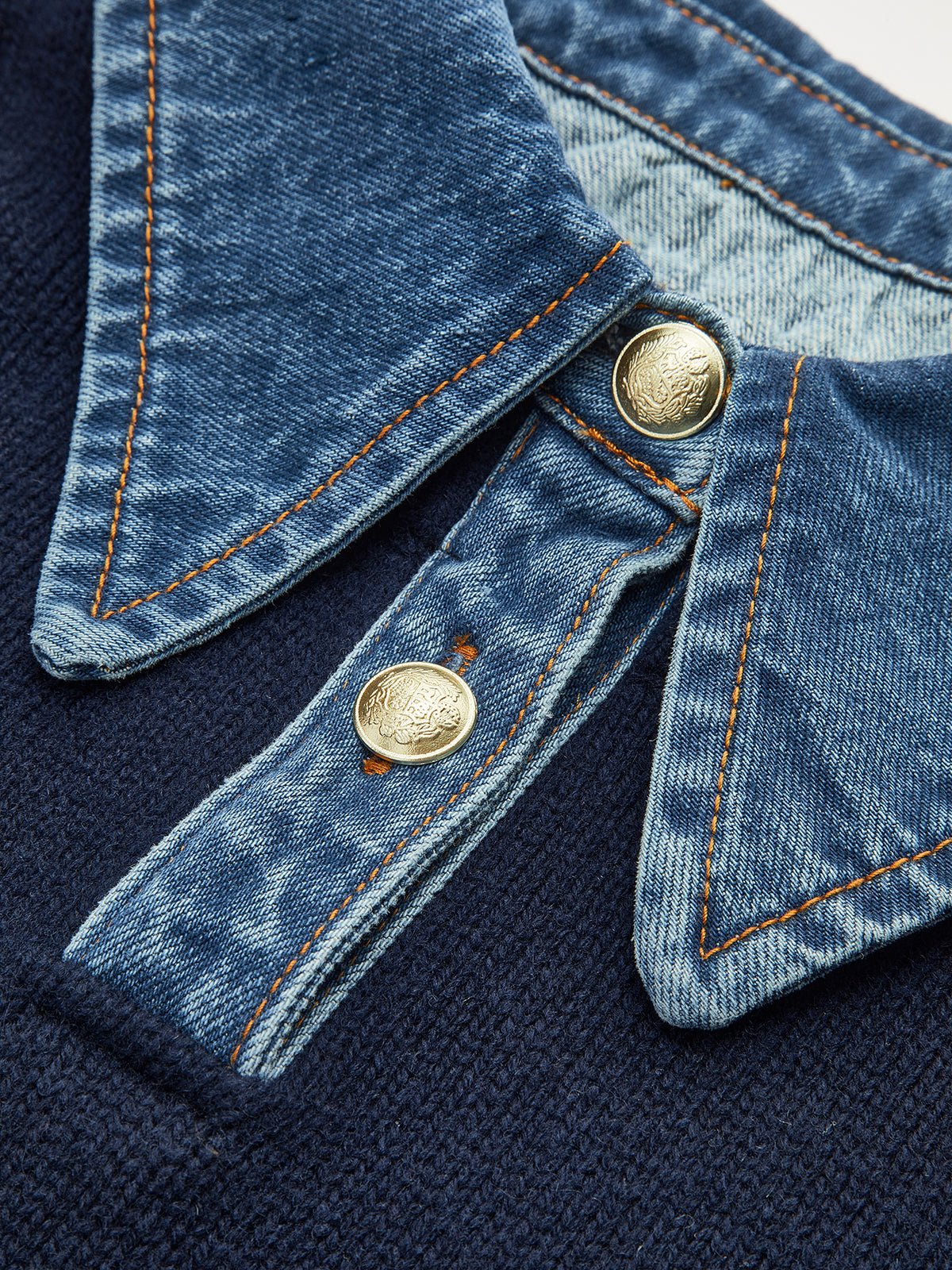 Eloise Rochet | Women's Denim Collar Knit Polo Sweater