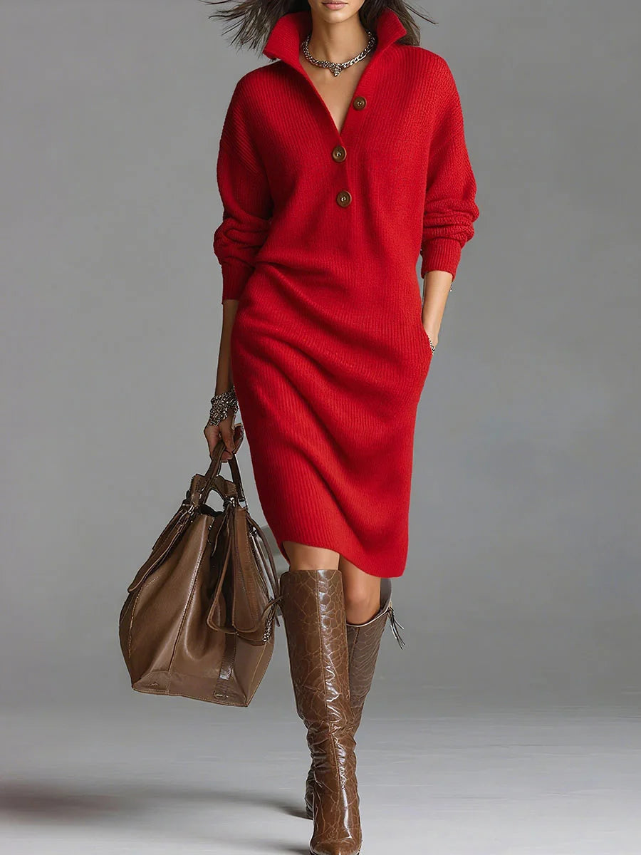 Dominique Camus | Women's Chic Ribbed Midi Dress