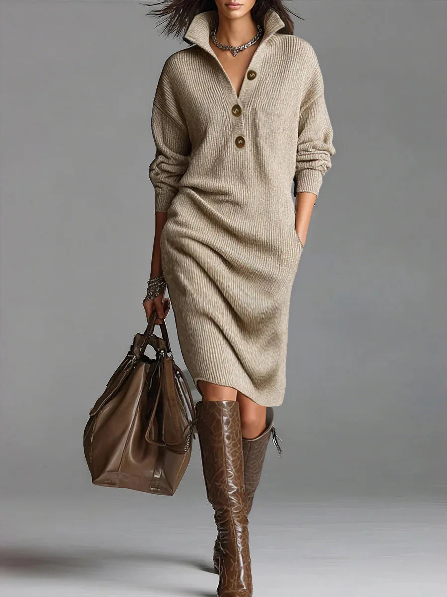 Dominique Camus | Women's Chic Ribbed Midi Dress