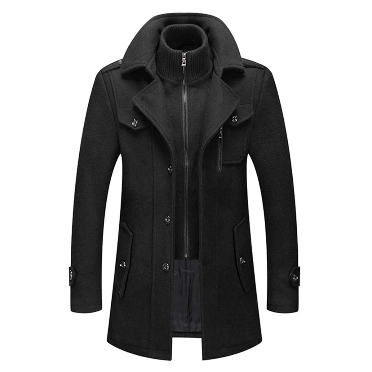 Étienne Bres | Men's Double Layer Wool Blend Single Breasted Overcoat Coat