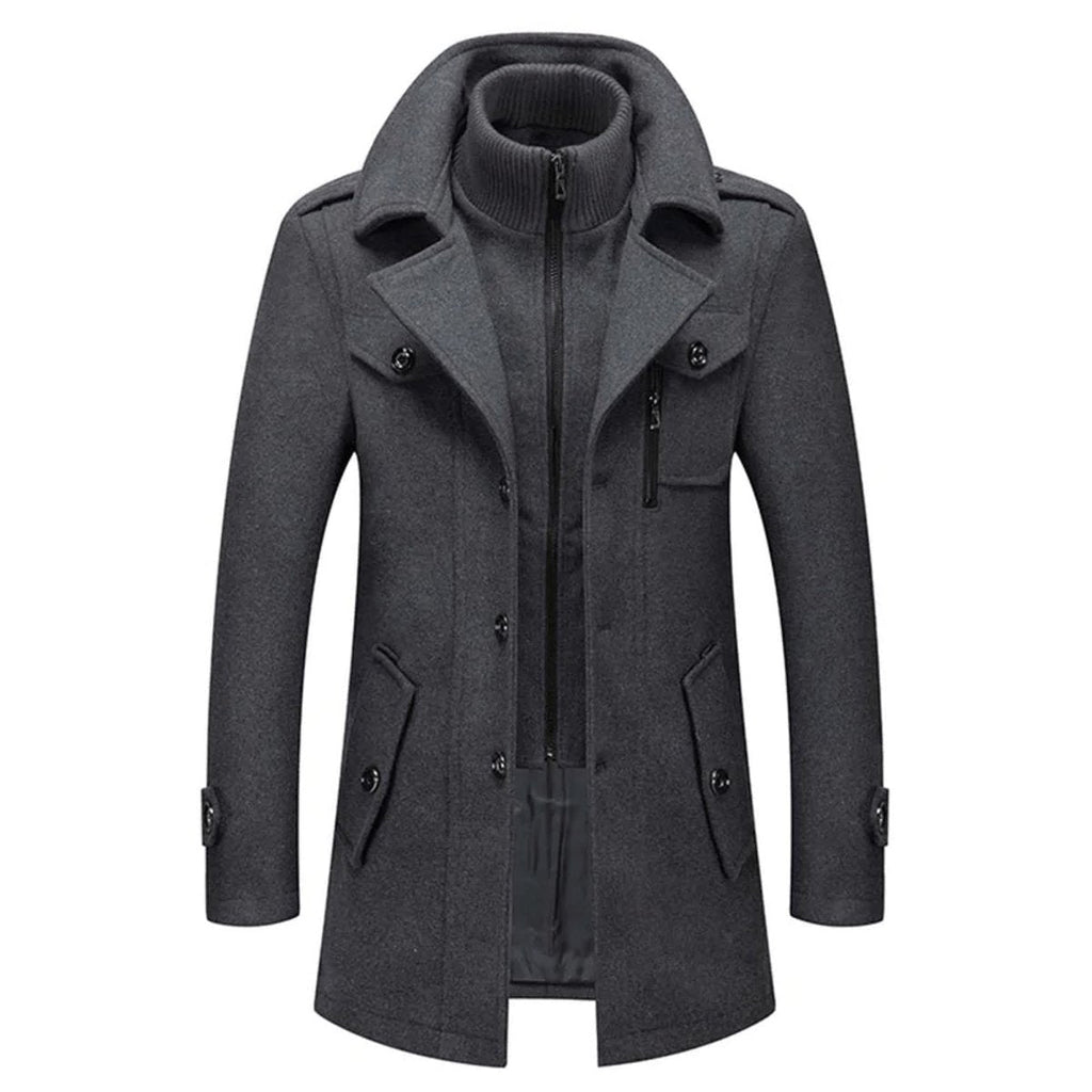 Étienne Bres | Men's Double Layer Wool Blend Single Breasted Overcoat Coat