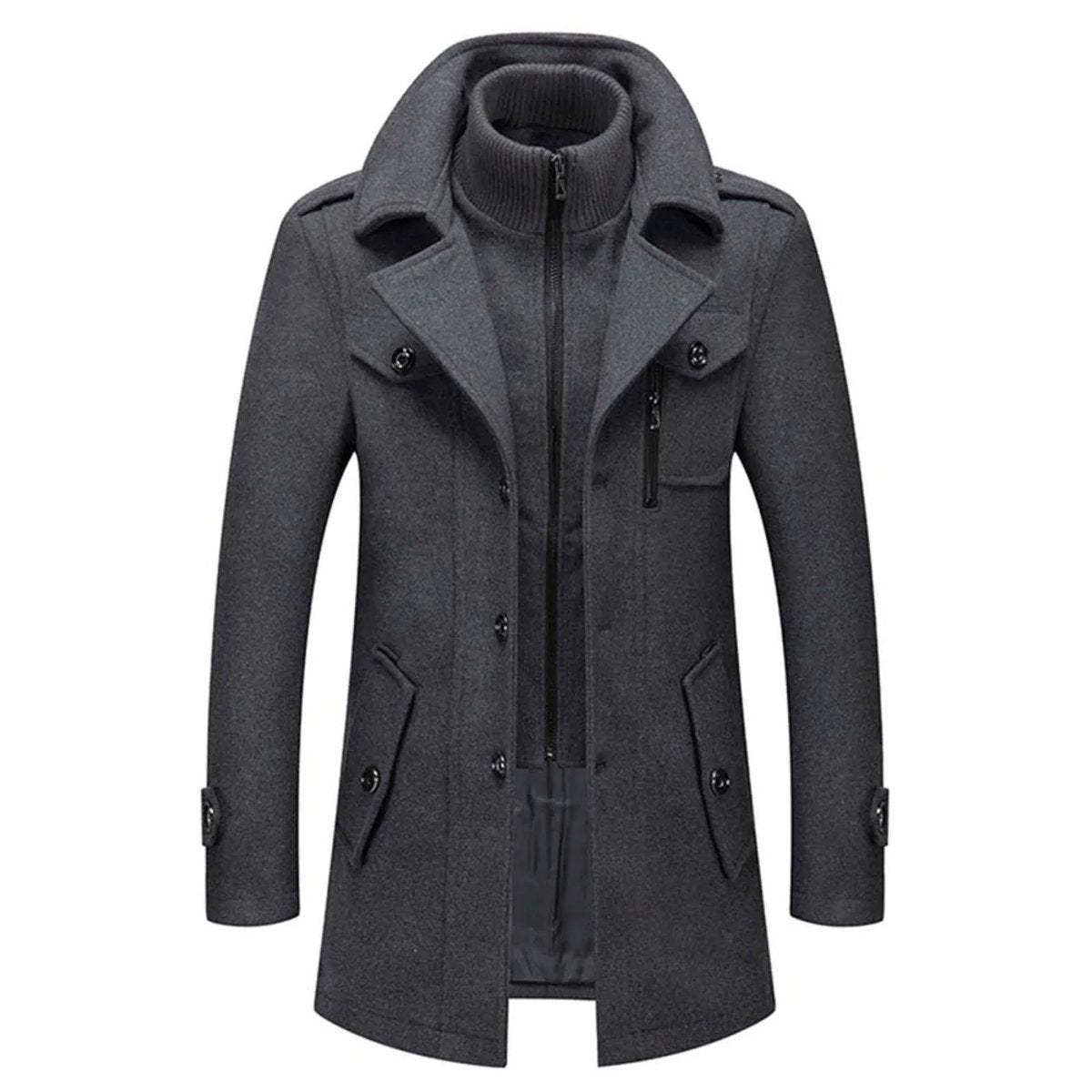 Étienne Bres | Men's Double Layer Wool Blend Single Breasted Overcoat Coat