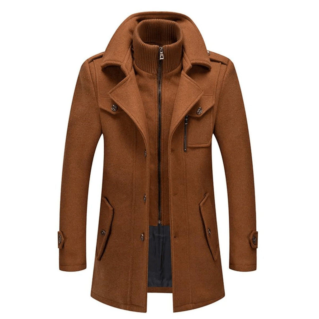 Étienne Bres | Men's Double Layer Wool Blend Single Breasted Overcoat Coat