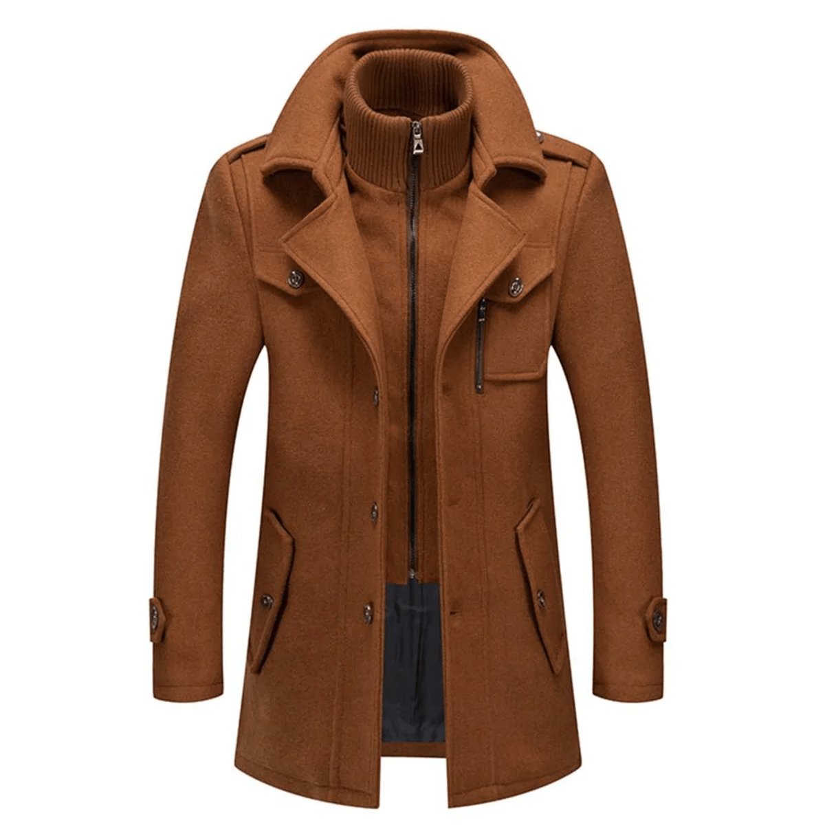 Étienne Bres | Men's Double Layer Wool Blend Single Breasted Overcoat Coat