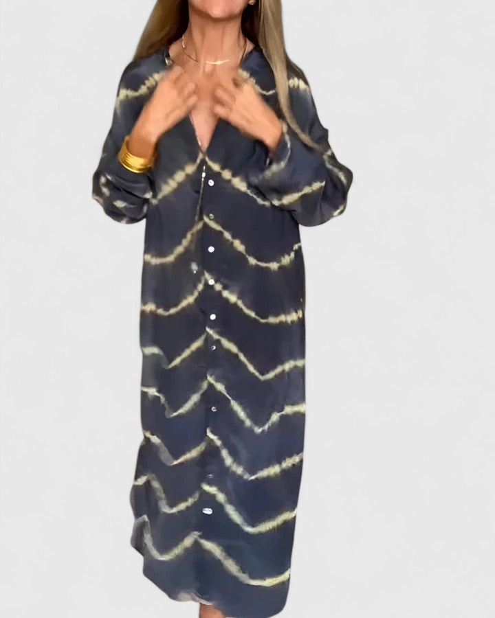 Isolde Brune | Women's Elegant Boho Striped Maxi Dress