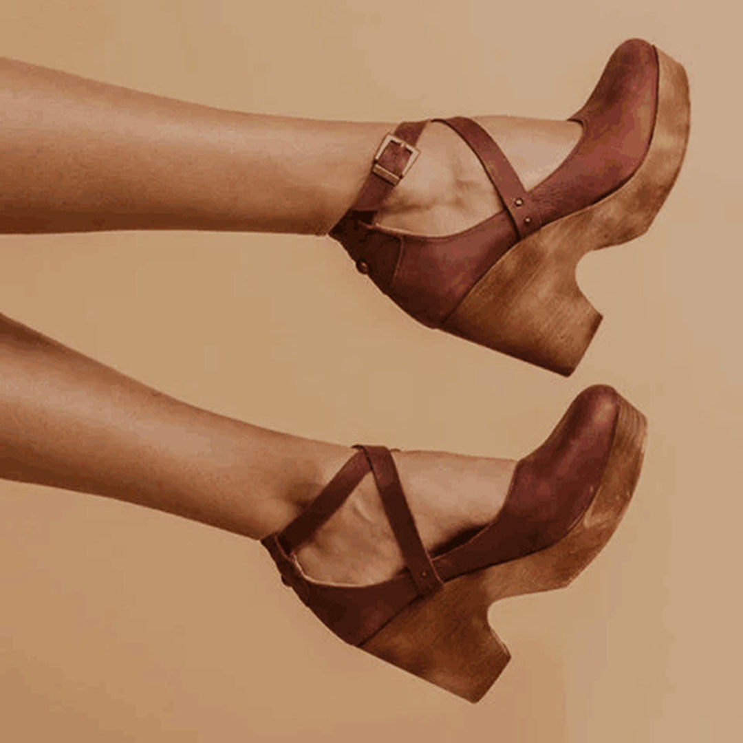 Lucie Marn | Women's Elegant Wedge Heels With Closed Toe & Ankle Strap