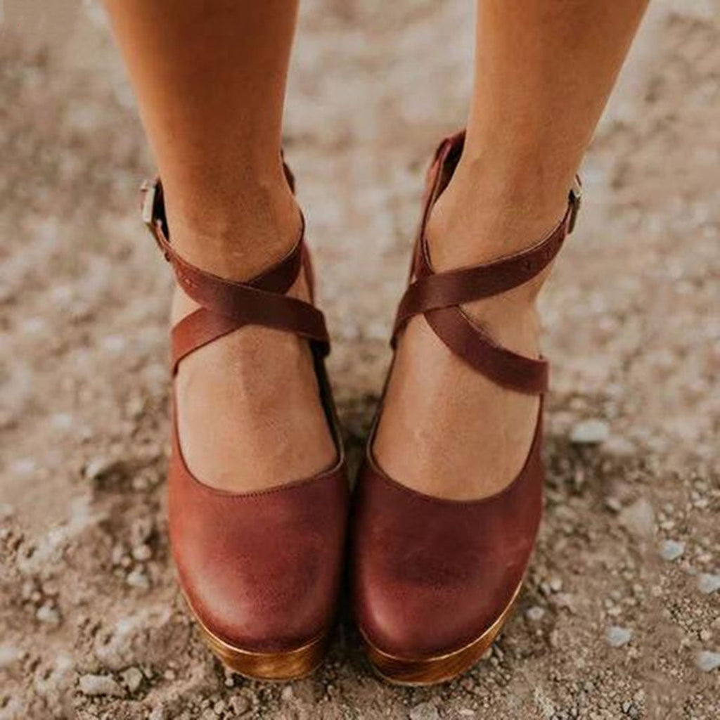 Lucie Marn | Women's Elegant Wedge Heels With Closed Toe & Ankle Strap