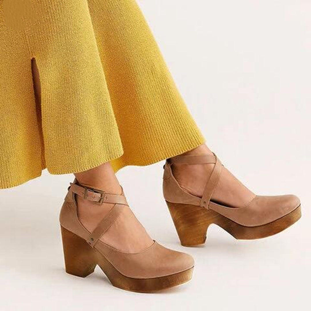 Lucie Marn | Women's Elegant Wedge Heels With Closed Toe & Ankle Strap