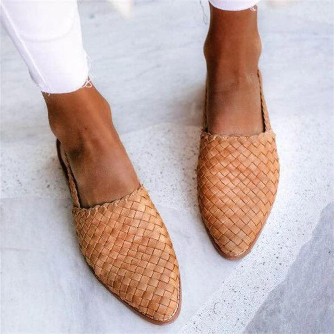 Valentine Mer | Women's Elegant Woven Vegan Leather Ballerinas