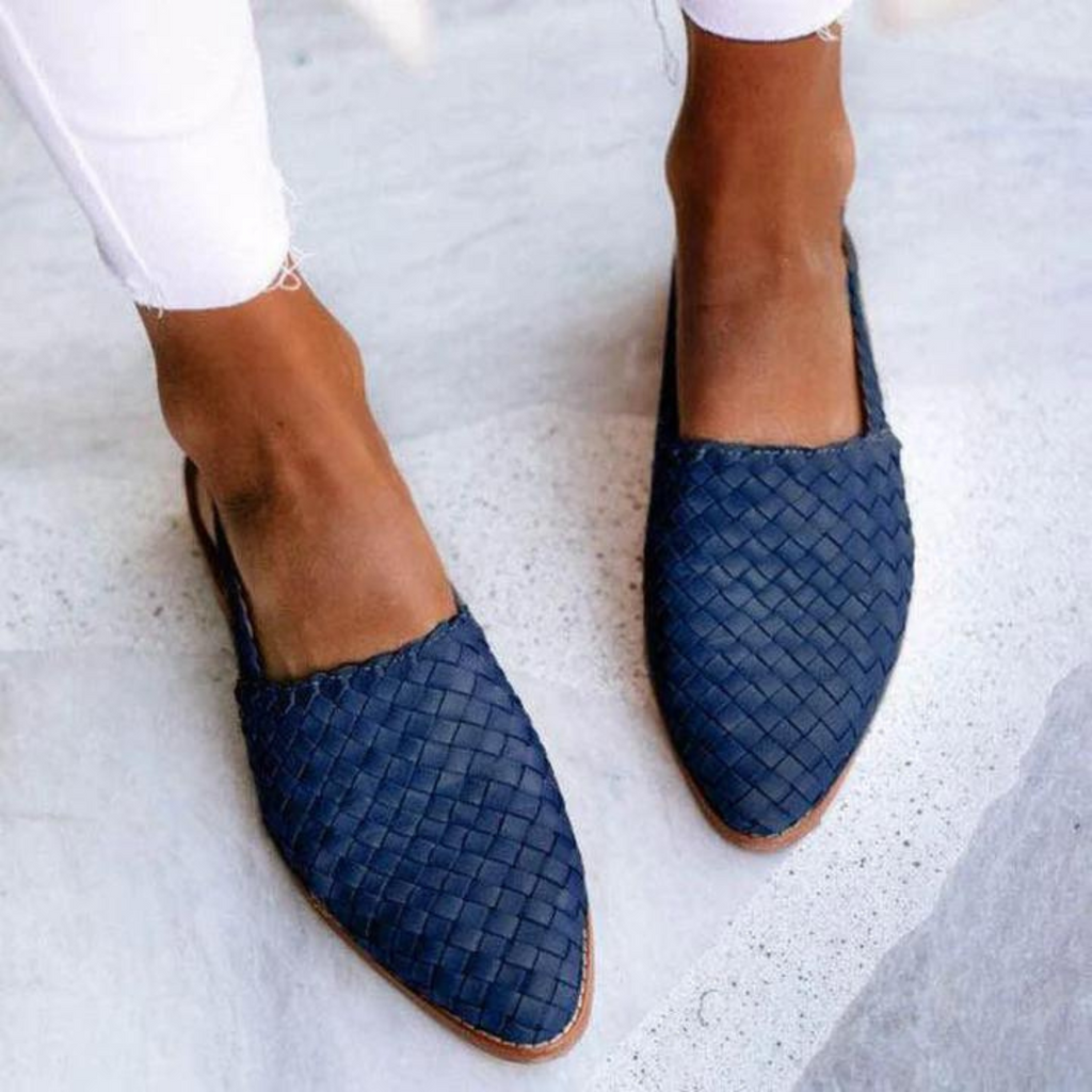 Valentine Mer | Women's Elegant Woven Vegan Leather Ballerinas