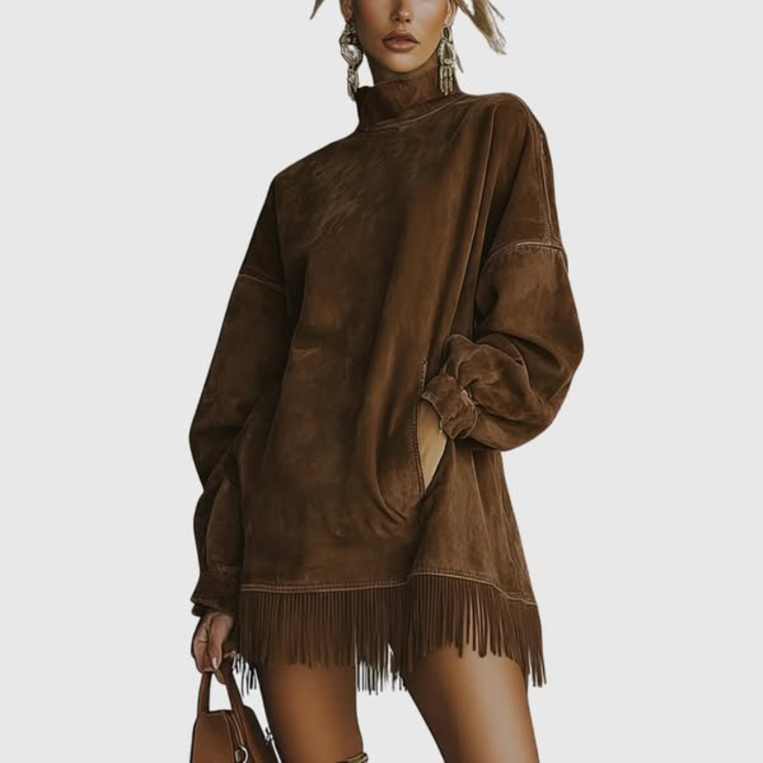 Fabienne Chalon | Women's Elegant Dress with Subtle Fringes