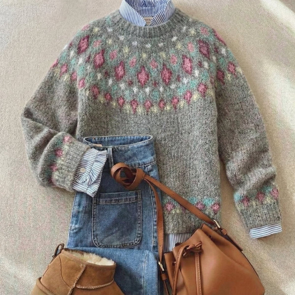 Cosima Pell | Women's Fair Isle Nordic Relaxed Fit Knit Sweater