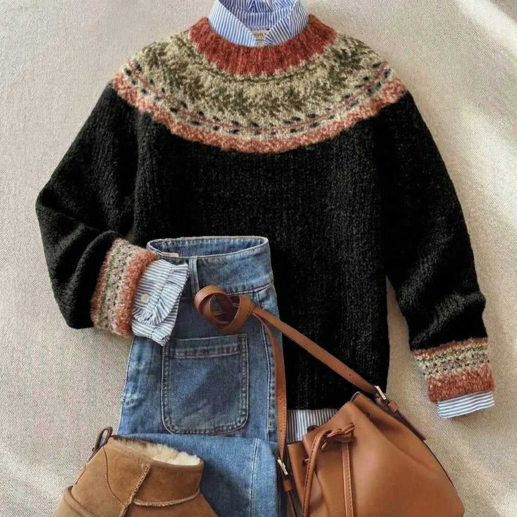 Cosima Pell | Women's Fair Isle Nordic Relaxed Fit Knit Sweater