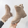Roxane Rivard | Women's Fleece Lined Suede Slip On Winter Ankle Boots