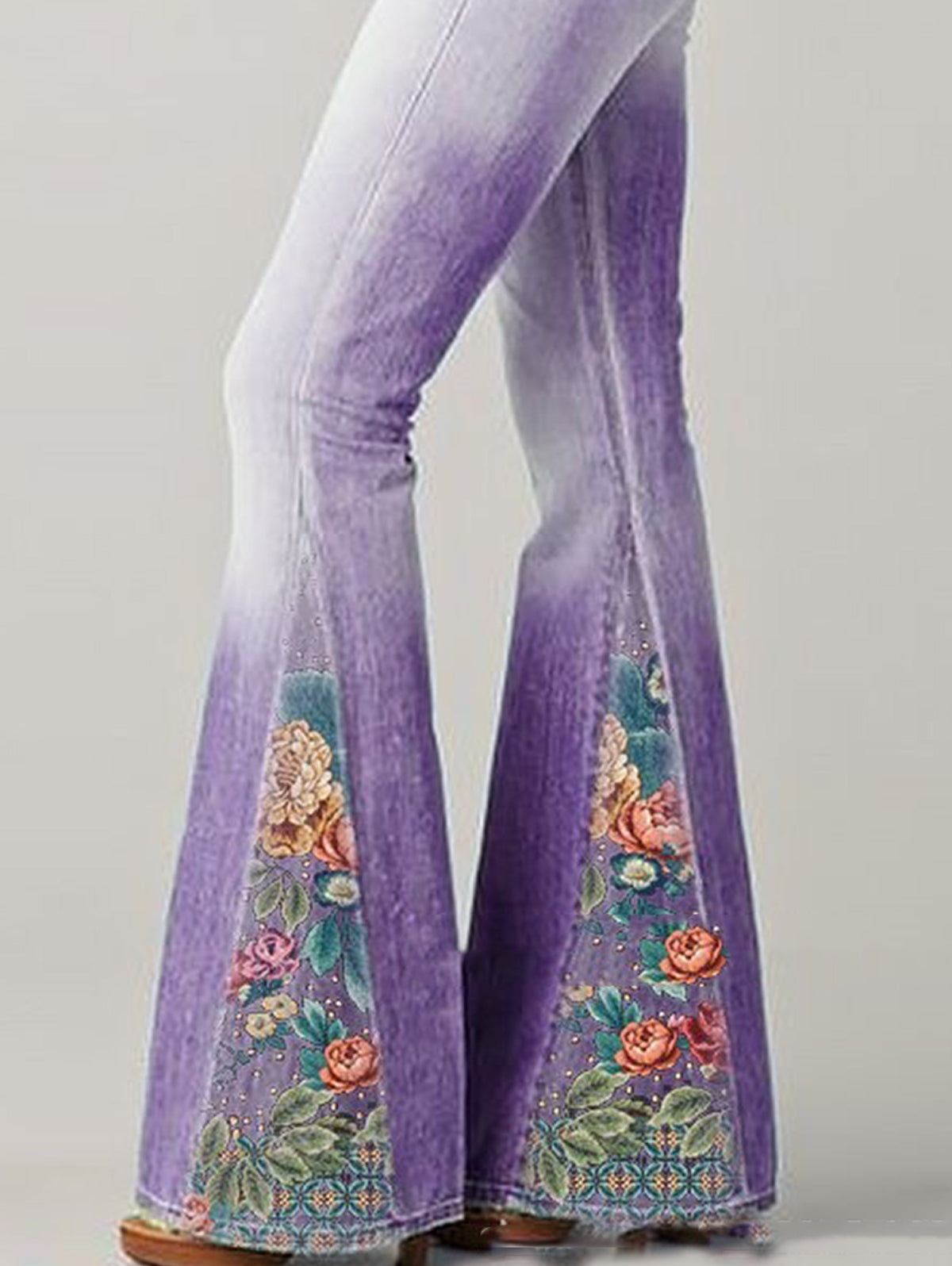 Alma Zellin | Women's Floral Embroidered High Rise Flare Jeans