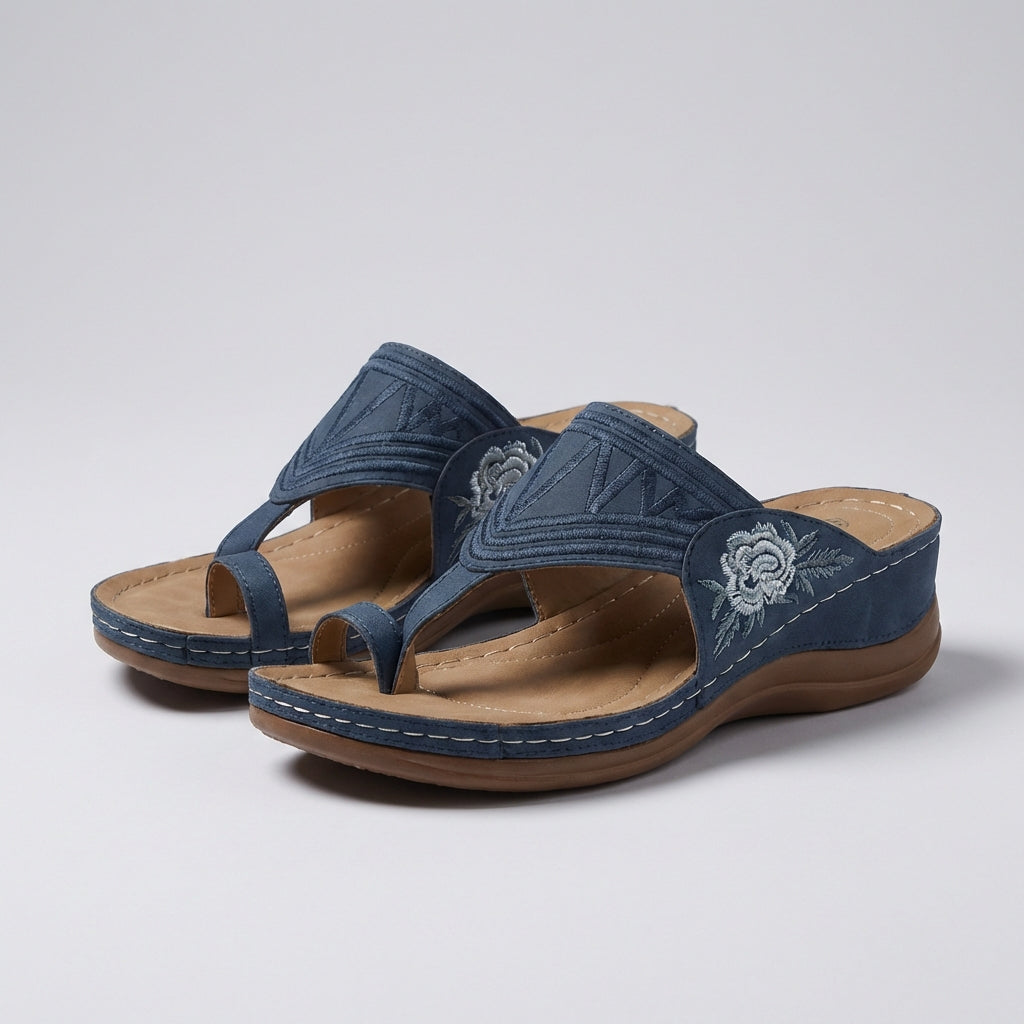 Solène Vire | Women's Floral Embroidered Wedge Sandals