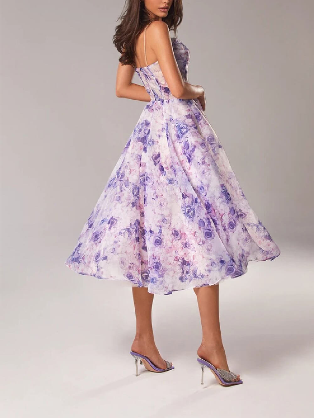 Margaux Bel | Women's Floral Spaghetti Strap A-Line Midi Dress