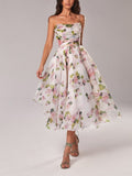 Margaux Bel | Women's Floral Spaghetti Strap A-Line Midi Dress
