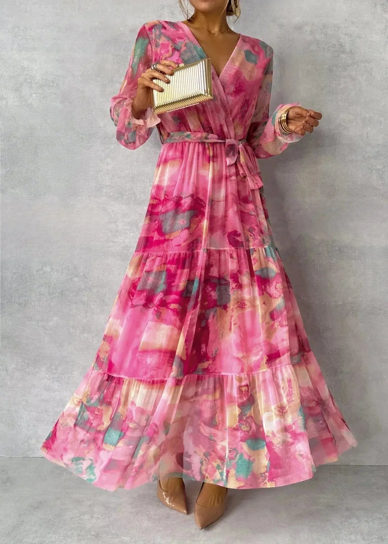 Sylvie Hain | Women's Floral Wrap Maxi Dress