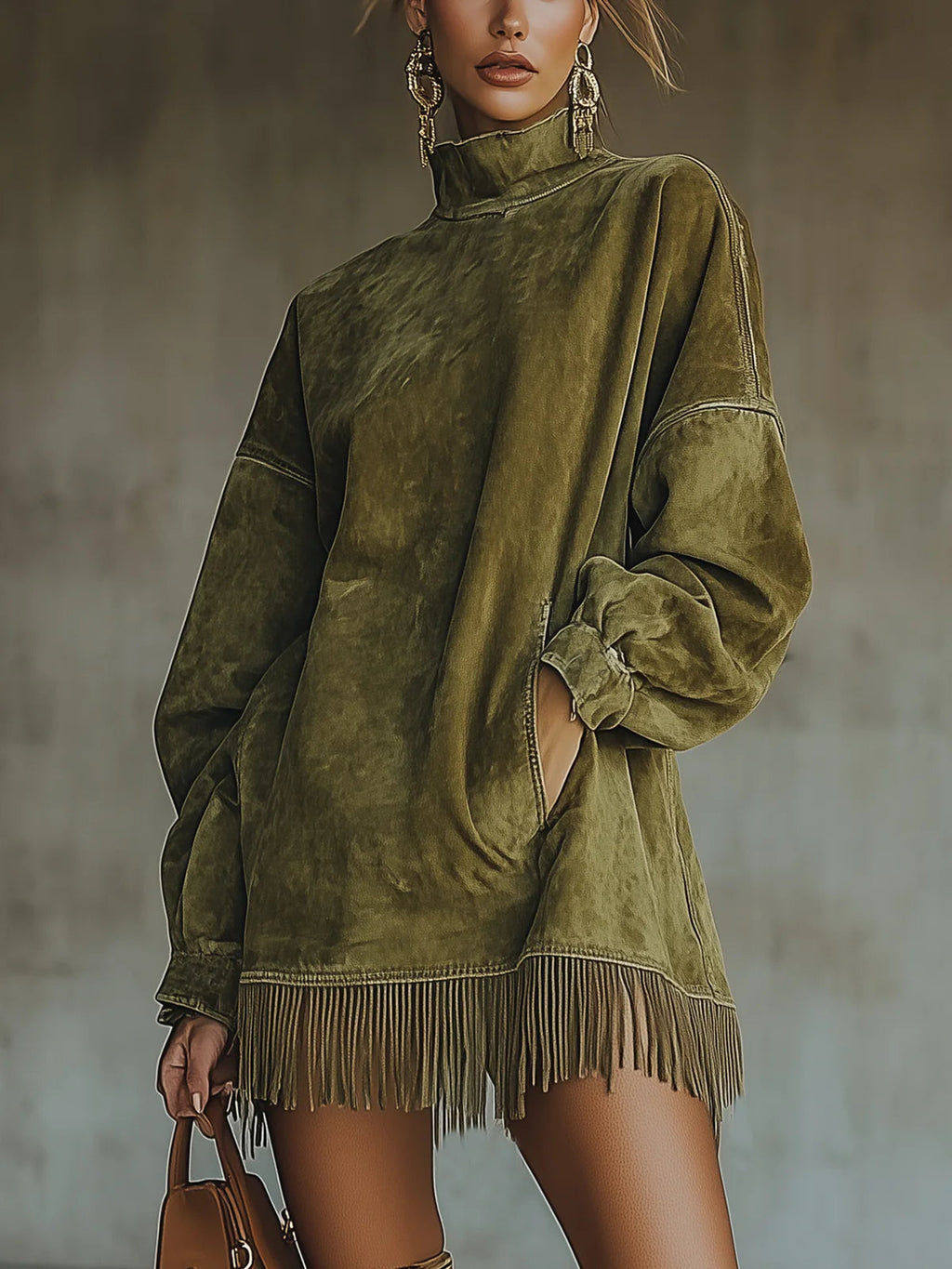 Béatrice Vire | Women's High Neck Fringe Dress