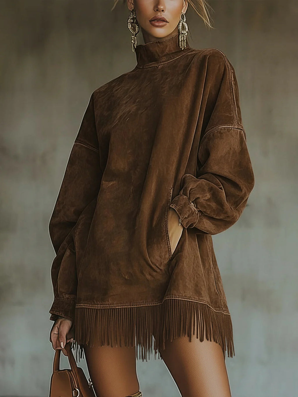 Béatrice Vire | Women's High Neck Fringe Dress